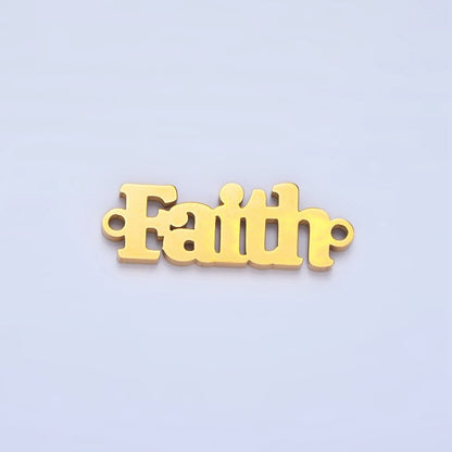 Stainless Steel "Faith" Word Charm Connector in Gold &amp; Silver | F-436