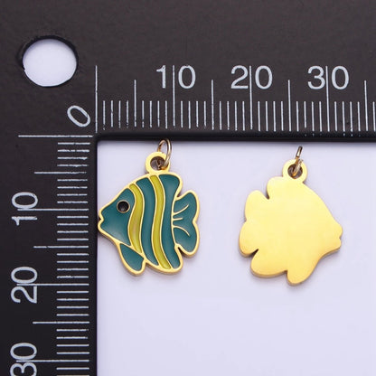 Stainless Steel Fish Charm Enamel Animal Jewelry Pendant | P1008