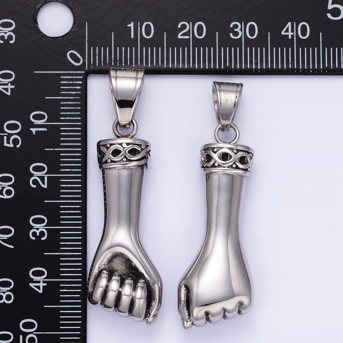 Stainless Steel Fist Hand Gesture Minimalist Oxidized Silver | P1451