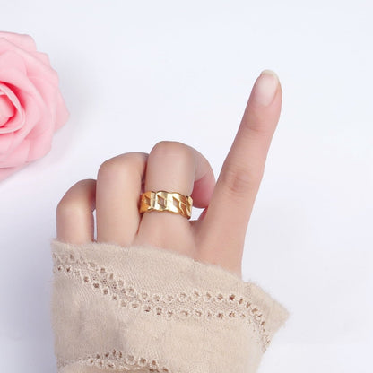 Stainless Steel Flat Curb Chain Link Ring in Gold &amp; Silver | O-1765~O-1772