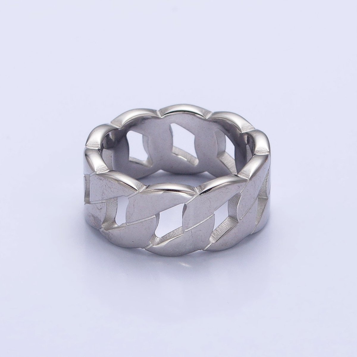 Stainless Steel Flat Curb Chain Link Ring in Gold &amp; Silver | O-1765~O-1772