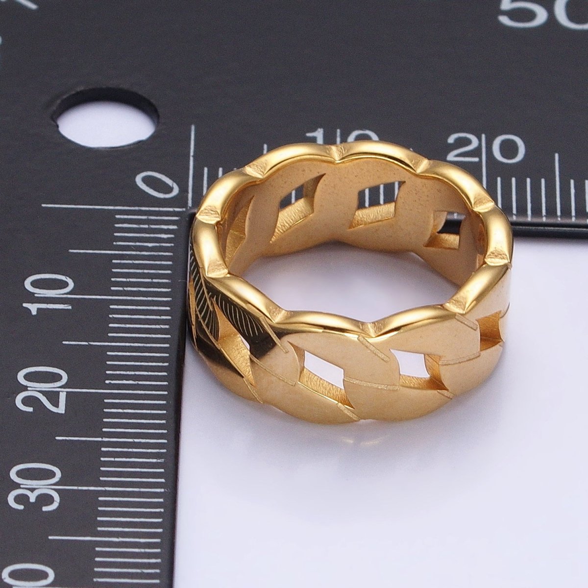 Stainless Steel Flat Curb Chain Link Ring in Gold &amp; Silver | O-1765~O-1772