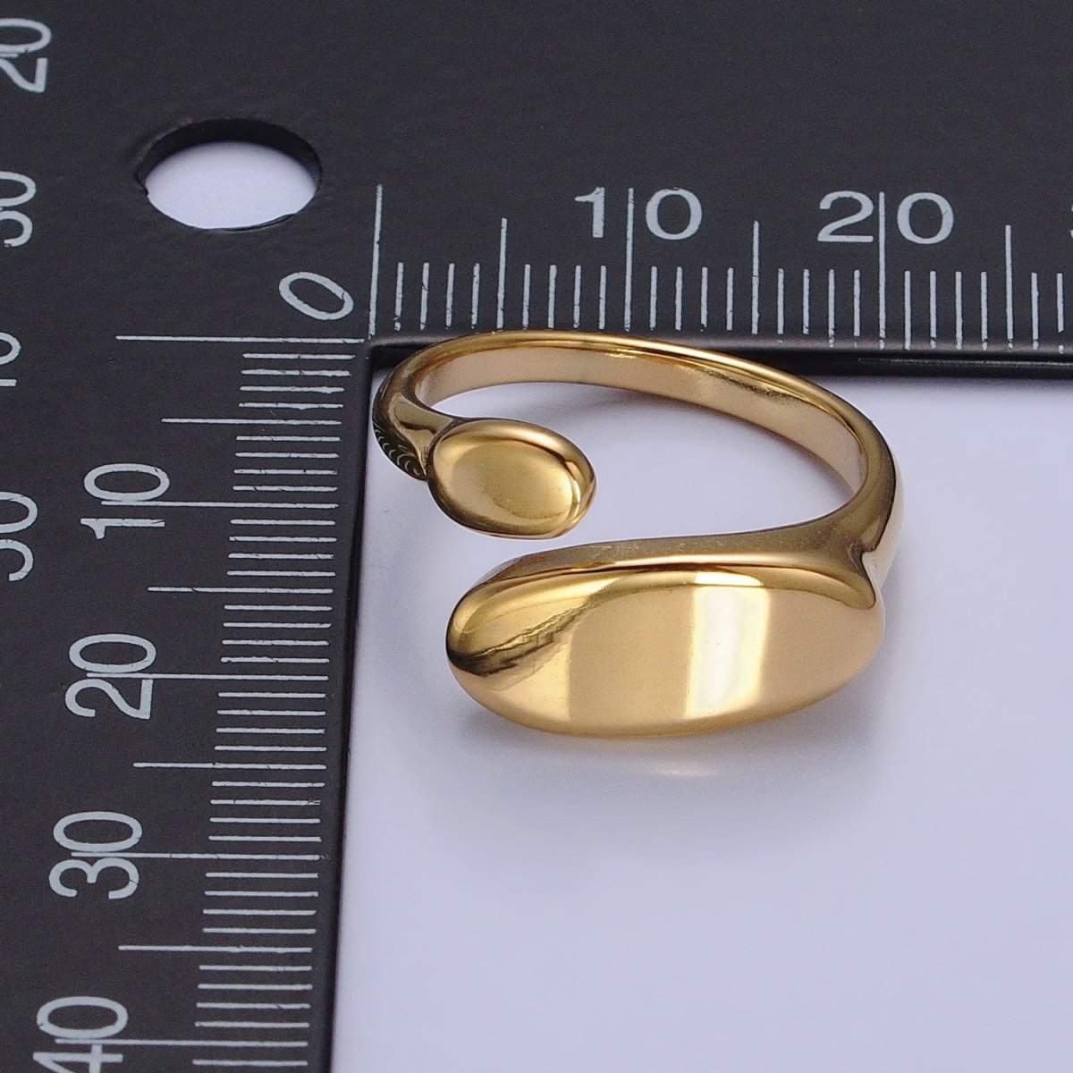 Stainless Steel Flat Oval Double Chubby Claw Open Band Ring in Gold &amp; Silver | O-1773~O-1780
