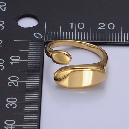 Stainless Steel Flat Oval Double Chubby Claw Open Band Ring in Gold &amp; Silver | O-1773~O-1780