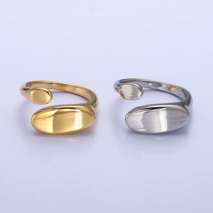Stainless Steel Flat Oval Double Chubby Claw Open Band Ring in Gold &amp; Silver | O-1773~O-1780