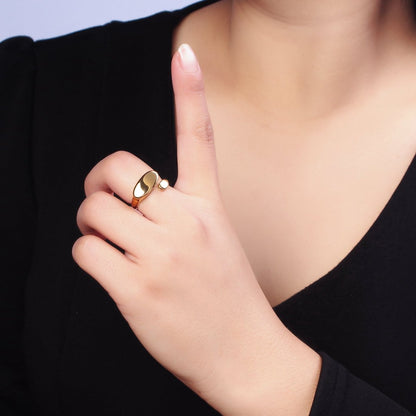 Stainless Steel Flat Oval Double Chubby Claw Open Band Ring in Gold &amp; Silver | O-1773~O-1780
