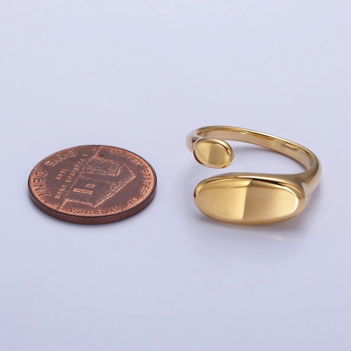 Stainless Steel Flat Oval Double Chubby Claw Open Band Ring in Gold &amp; Silver | O-1773~O-1780
