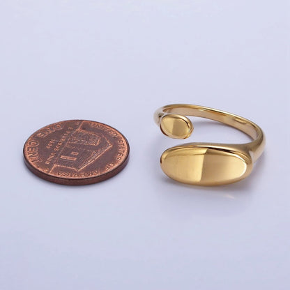 Stainless Steel Flat Oval Double Chubby Claw Open Band Ring in Gold &amp; Silver | O-1773~O-1780