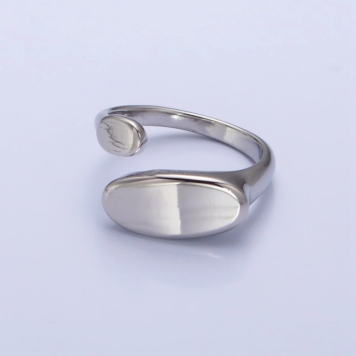 Stainless Steel Flat Oval Double Chubby Claw Open Band Ring in Gold &amp; Silver | O-1773~O-1780