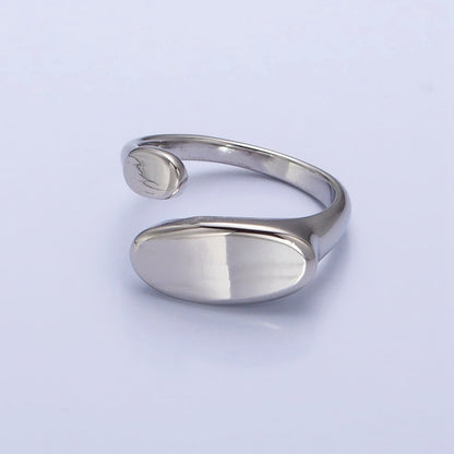 Stainless Steel Flat Oval Double Chubby Claw Open Band Ring in Gold &amp; Silver | O-1773~O-1780
