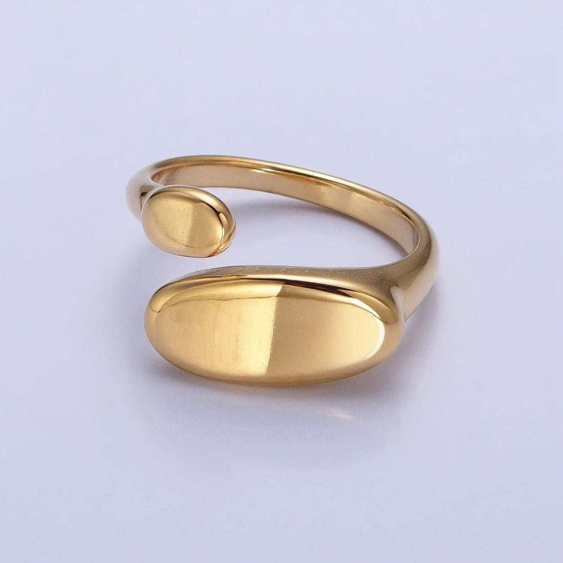 Stainless Steel Flat Oval Double Chubby Claw Open Band Ring in Gold &amp; Silver | O-1773~O-1780