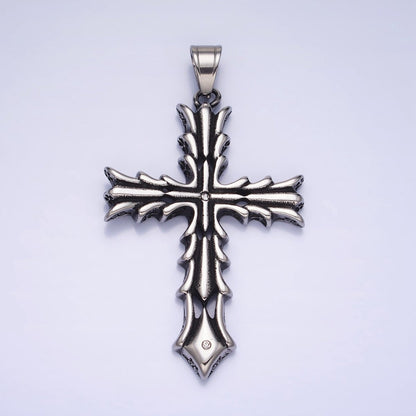 Stainless Steel Fleury Geometric Religious Cross Pendant in Gold &amp; Oxidized Silver | P1131
