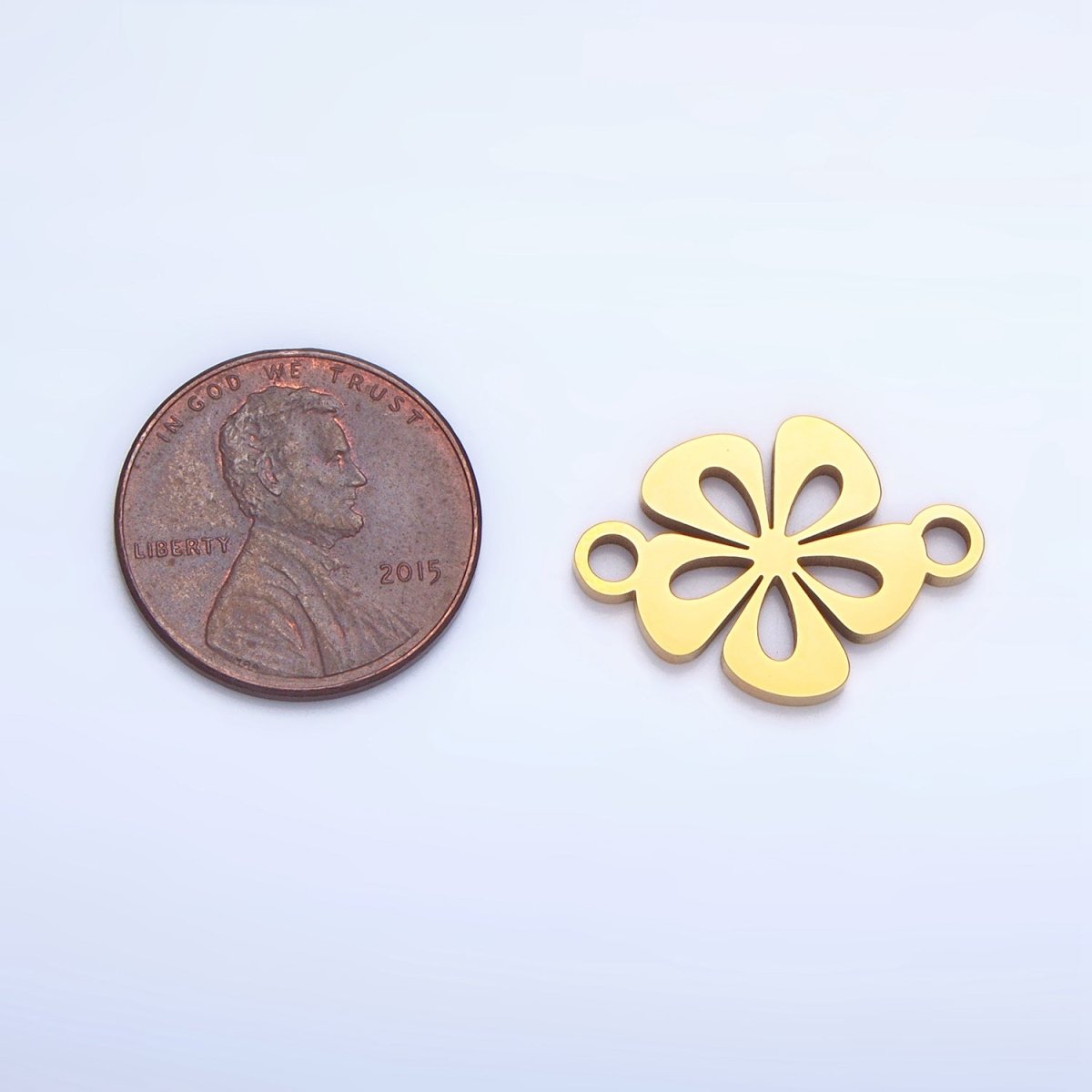 Stainless Steel Floral Tropical Hibiscus Flower Charm Connector in Gold &amp; Silver | G-458