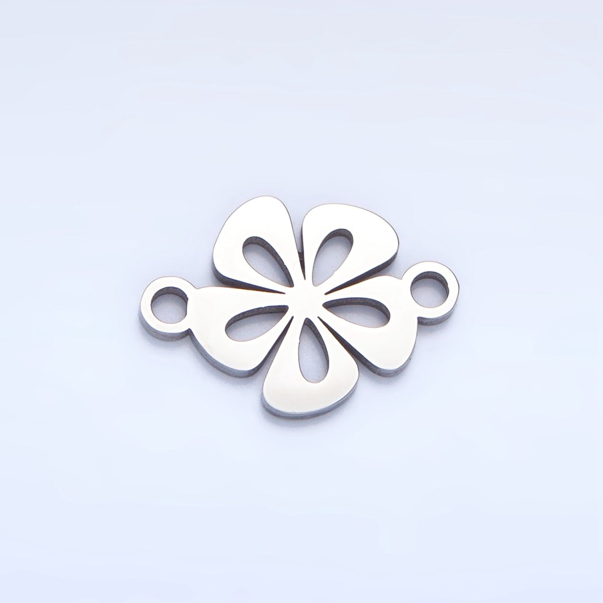 Stainless Steel Floral Tropical Hibiscus Flower Charm Connector in Gold &amp; Silver | G-458