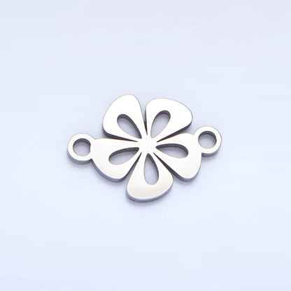Stainless Steel Floral Tropical Hibiscus Flower Charm Connector in Gold &amp; Silver | G-458