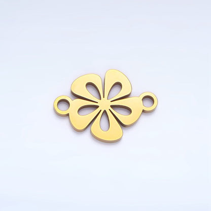 Stainless Steel Floral Tropical Hibiscus Flower Charm Connector in Gold &amp; Silver | G-458