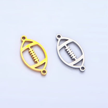 Stainless Steel Football Sports Charm Connector in Gold &amp; Silver | G-463