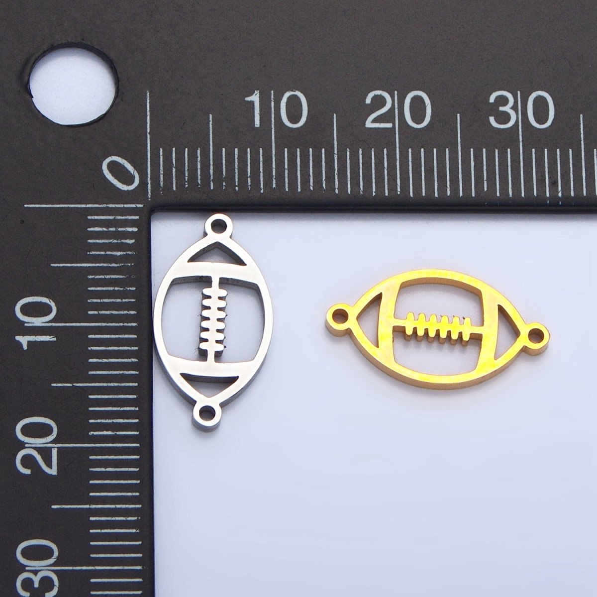 Stainless Steel Football Sports Charm Connector in Gold &amp; Silver | G-463