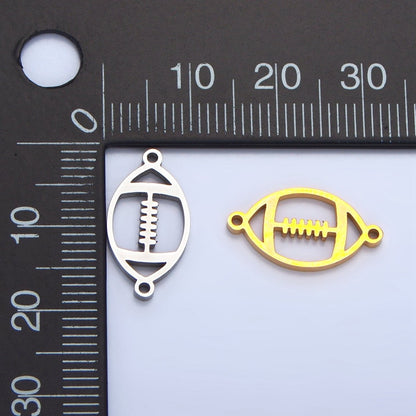 Stainless Steel Football Sports Charm Connector in Gold &amp; Silver | G-463
