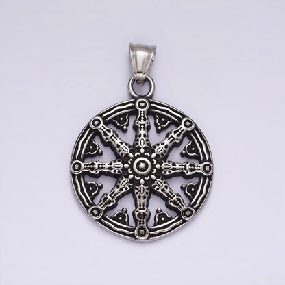 Stainless Steel Geometric Artisan Open Round Pendant | P869