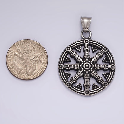 Stainless Steel Geometric Artisan Open Round Pendant | P869