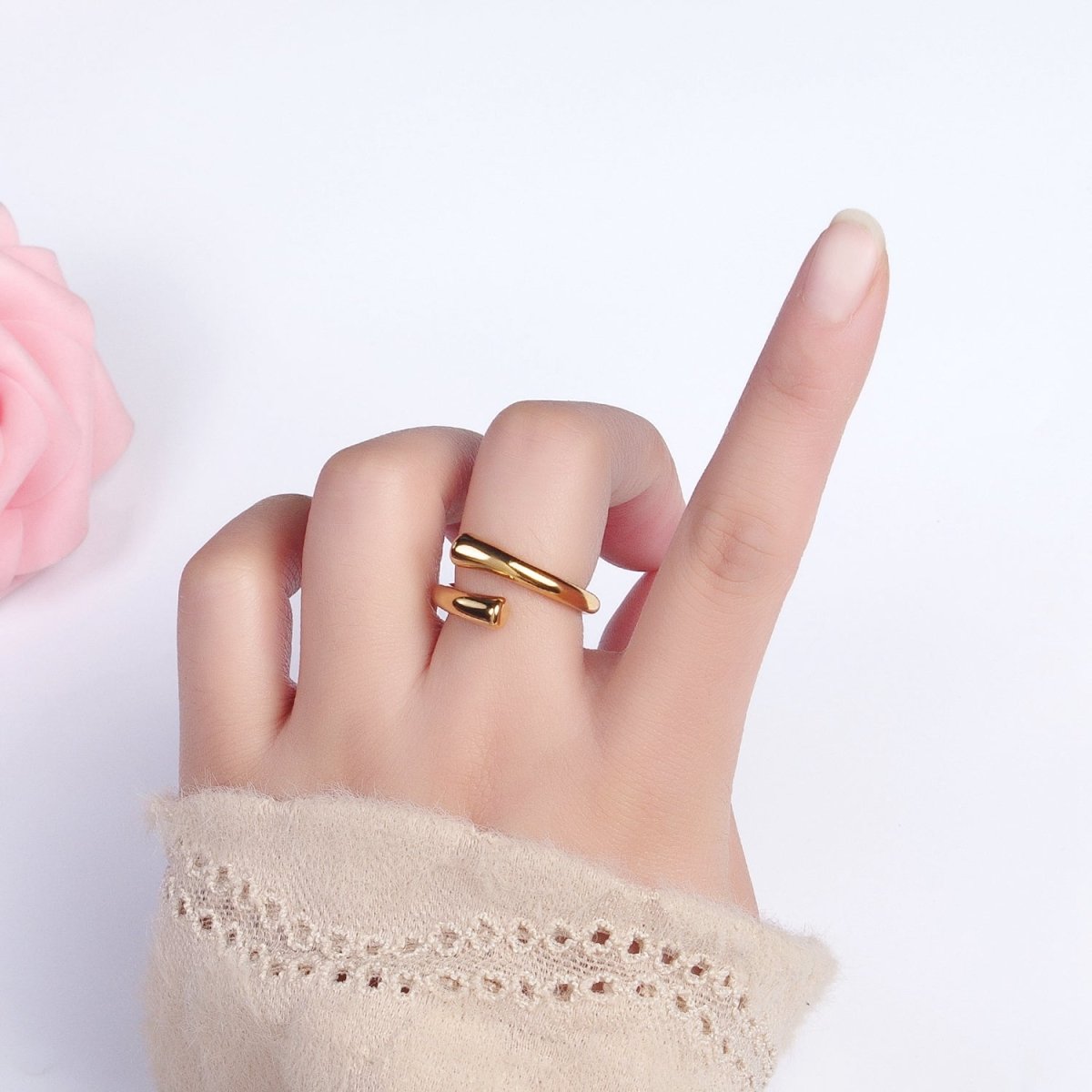 Stainless Steel Geometric Claw Minimalist Open Band Ring in Gold &amp; Silver | O-1758~O-1764
