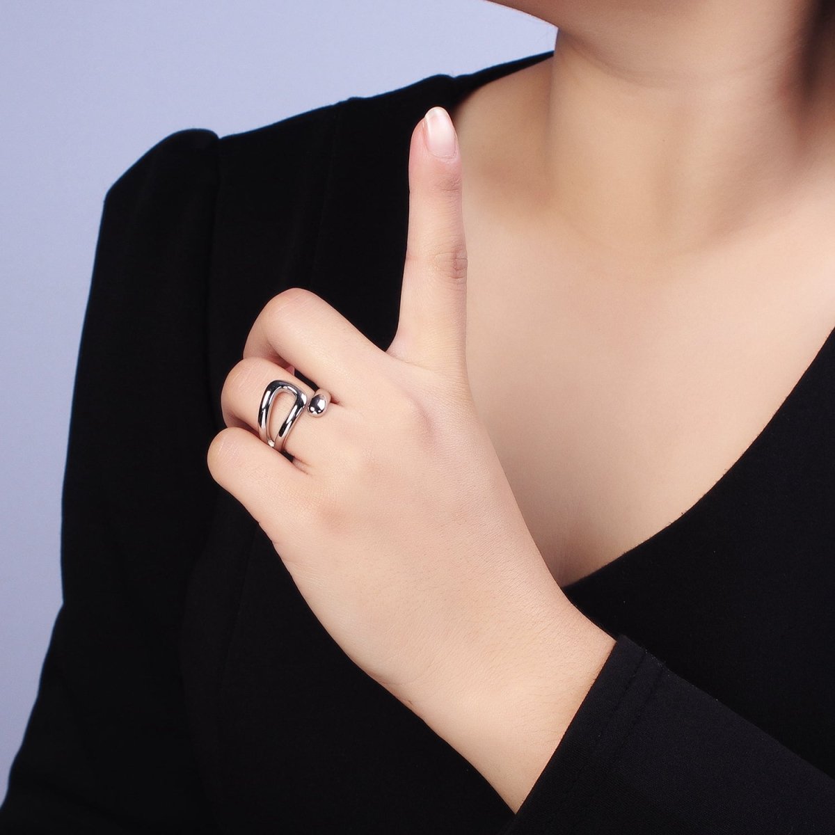 Stainless Steel Geometric Claw Open Double Band Ring in Gold &amp; Silver | O-541 ~ O-548