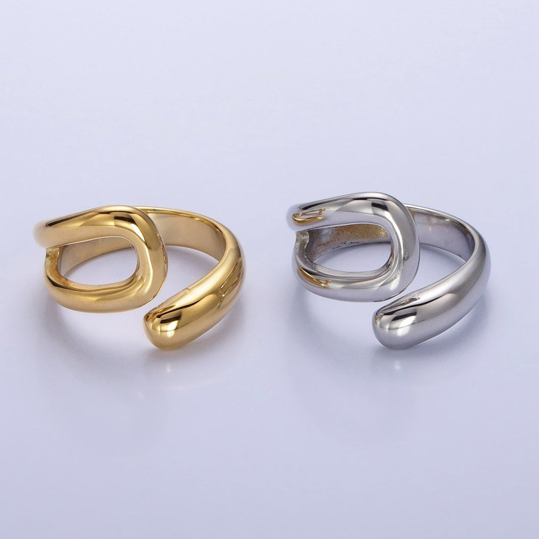 Stainless Steel Geometric Claw Open Double Band Ring in Gold &amp; Silver | O-541 ~ O-548