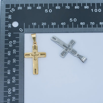 Stainless Steel Geometric Cross Pendant in Gold &amp; Silver | P1053