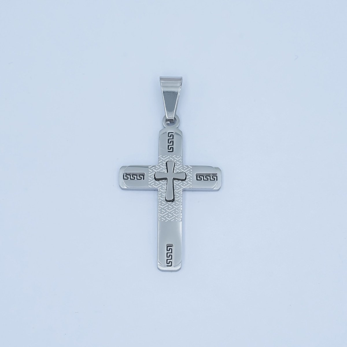 Stainless Steel Geometric Cross Pendant in Gold &amp; Silver | P1053