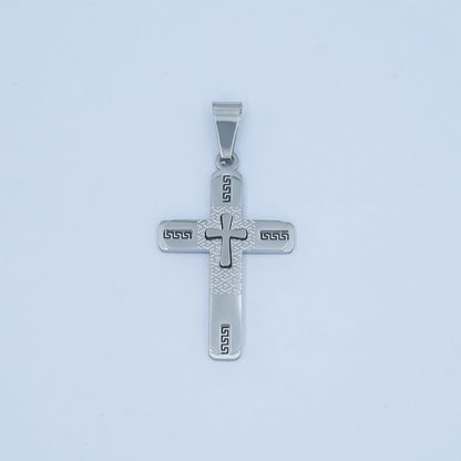 Stainless Steel Geometric Cross Pendant in Gold &amp; Silver | P1053
