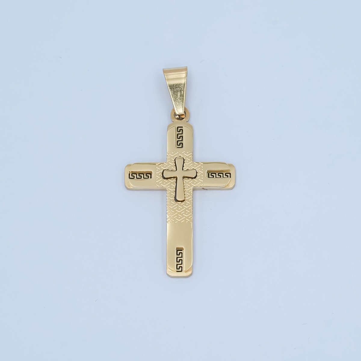 Stainless Steel Geometric Cross Pendant in Gold &amp; Silver | P1053