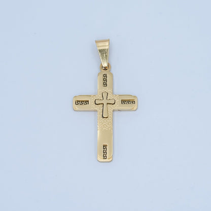 Stainless Steel Geometric Cross Pendant in Gold &amp; Silver | P1053