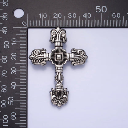 Stainless Steel Geometric Engraved Religious Cross Pendant in Silver &amp; Gold | P1130