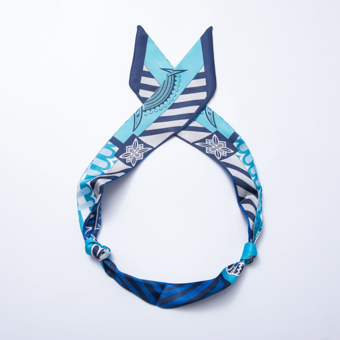Stainless Steel Geometric Flower Soft Faux Silk Bandana Scarf Necklace | WA-988 ~ WA-1597