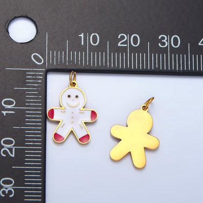 Stainless Steel Gingerbread Man Enamel Christmas Holiday Charm | P1512