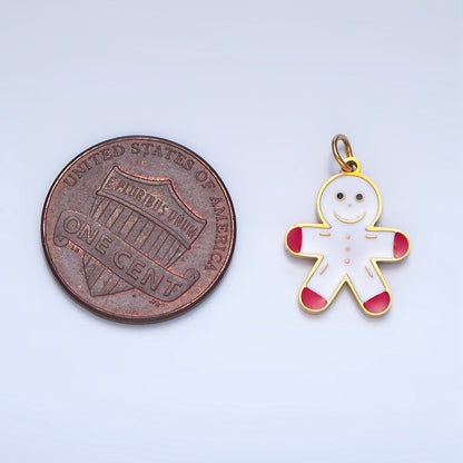 Stainless Steel Gingerbread Man Enamel Christmas Holiday Charm | P1512