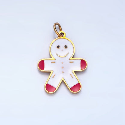 Stainless Steel Gingerbread Man Enamel Christmas Holiday Charm | P1512
