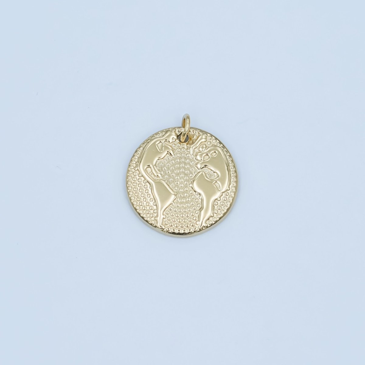 Stainless Steel Globe World Map Dotted Round Charm | P618