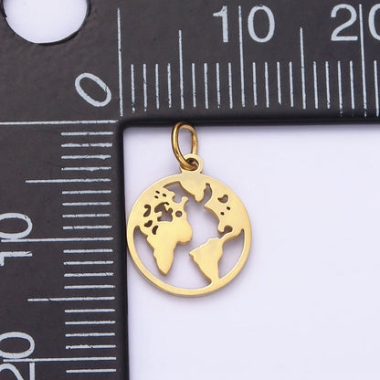 Stainless Steel Globe World Map Minimalist Open Round Charm | P1348