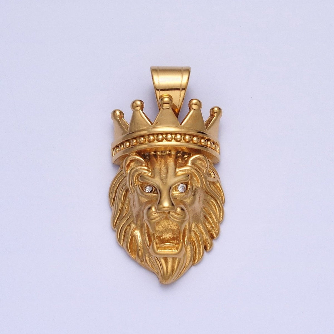 Stainless Steel Gold Crowned Roaring Lion King Pendant in Gold &amp; Silver J-749 J-752
