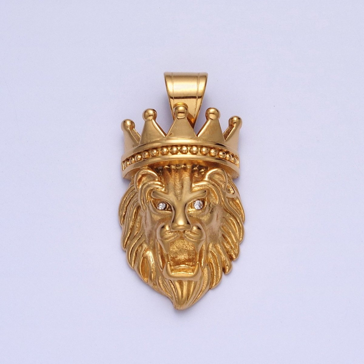 Stainless Steel Gold Crowned Roaring Lion King Pendant in Gold &amp; Silver J-749 J-752