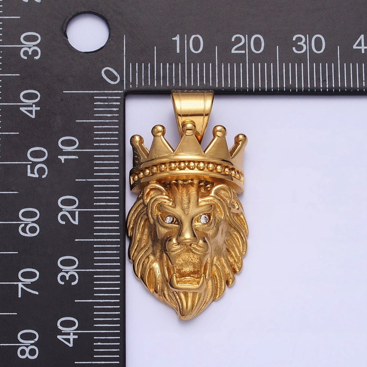 Stainless Steel Gold Crowned Roaring Lion King Pendant in Gold &amp; Silver J-749 J-752