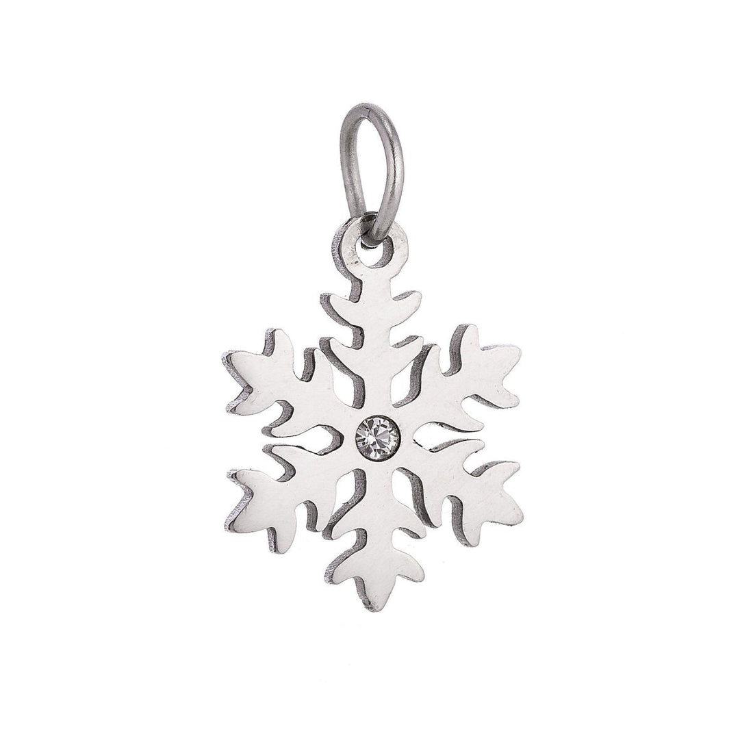 Stainless Steel Gold Elegant Snowflake Cubic Zirconia Bracelet Charm Necklace Pendant Findings for Jewelry Making E-637