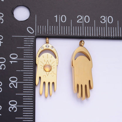 Stainless Steel Gold Hand Charm Dainty Opal Star Pendant P-1378