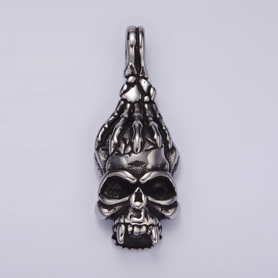 Stainless Steel Gold Human Hand Skeleton Skull Pendant Halloween Jewelry | P1361