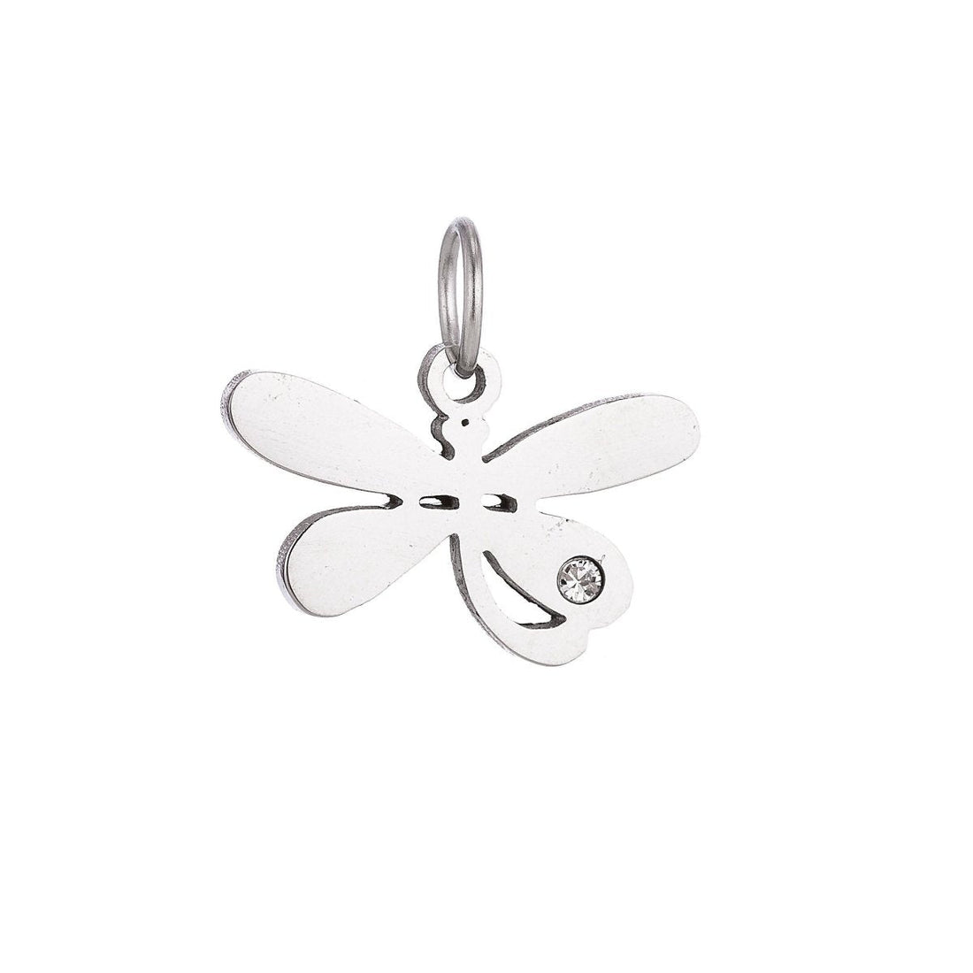 Stainless Steel Gold Lovely Charming Dragonfly Cubic Zirconia Bracelet Charm Necklace Pendant Findings for Jewelry Making E-638