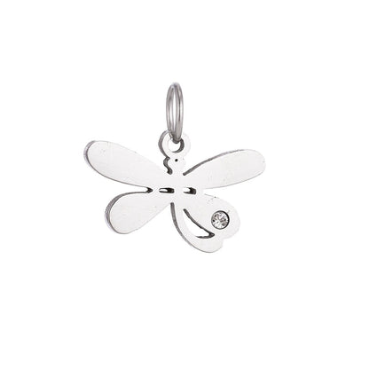 Stainless Steel Gold Lovely Charming Dragonfly Cubic Zirconia Bracelet Charm Necklace Pendant Findings for Jewelry Making E-638