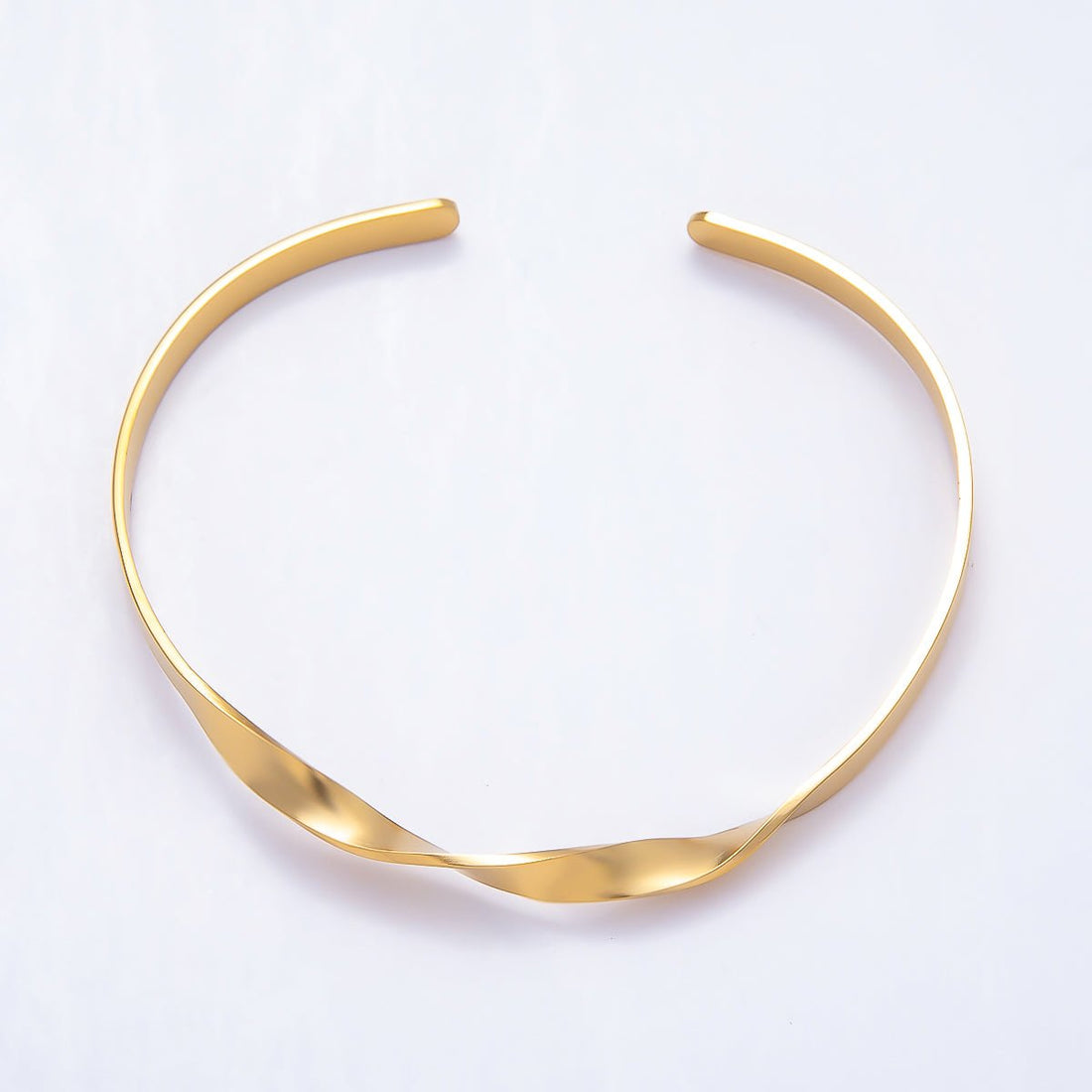Stainless Steel Gold PVD Minimalist Twist Cuff Bracelet | WA-01986
