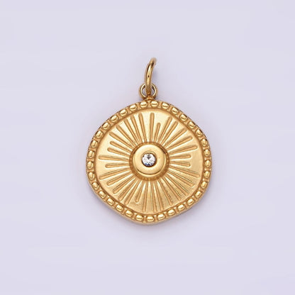 Stainless Steel Gold Radial Sun Pendant Charm for Necklace Bracelet Celestial Jewelry | P651
